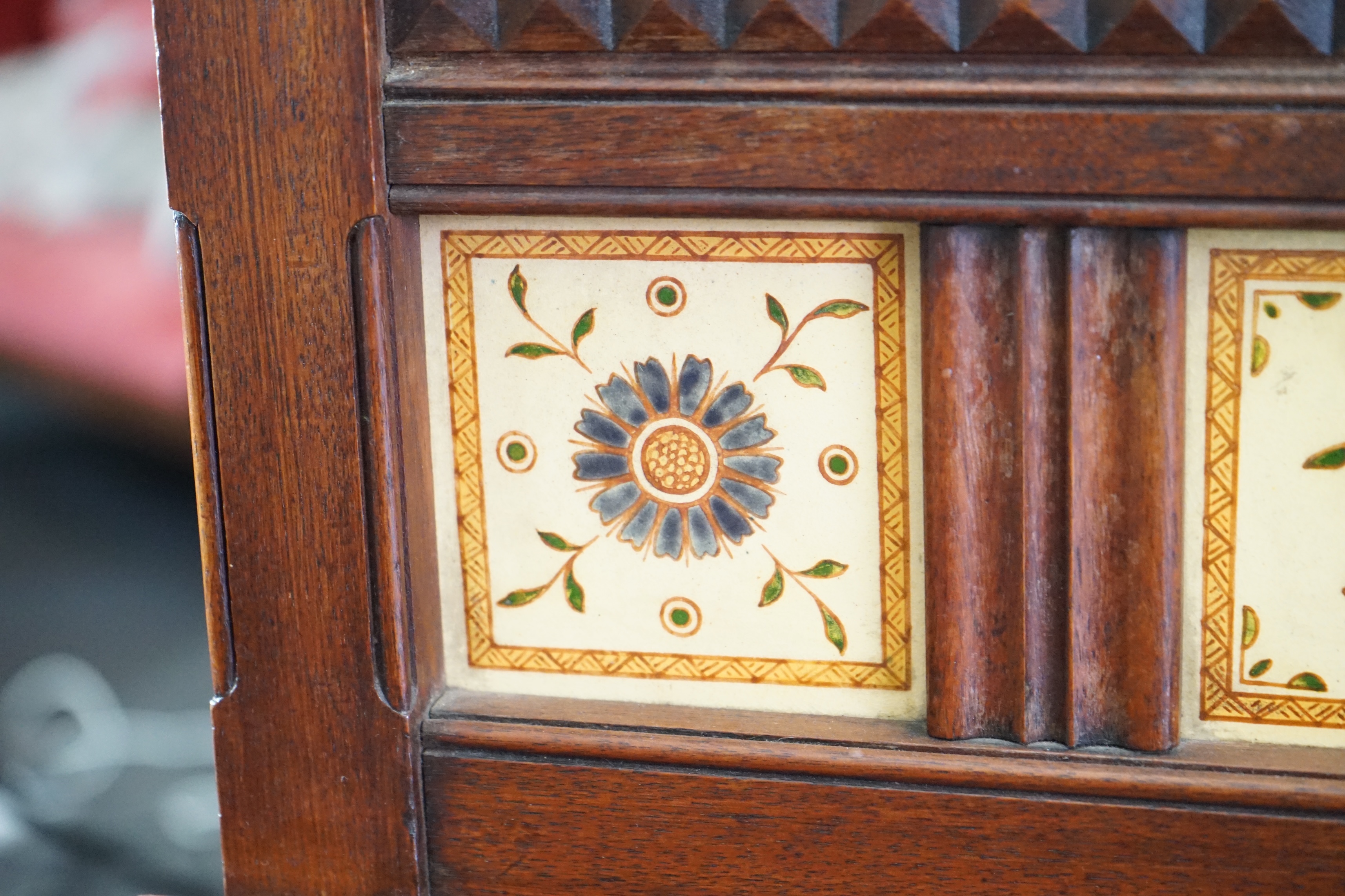 A Victorian Aesthetic Period walnut fall front desk attributed to Bruce James Talbert (1838-1881)